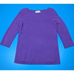 Peck & Peck Sweater Small Womens Cashmere 2 Ply Pockets Purple